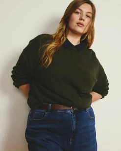 Positano Pointelle Mock Neck Sweater Camo