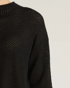 Positano Pointelle Mock Neck Sweater Black