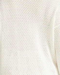 Positano Pointelle Mock Neck Sweater White
