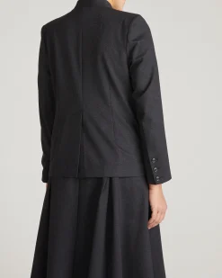 PowerPonte Denim Collarless Blazer Charcoal