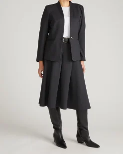 PowerPonte Denim Pleated Skirt Charcoal