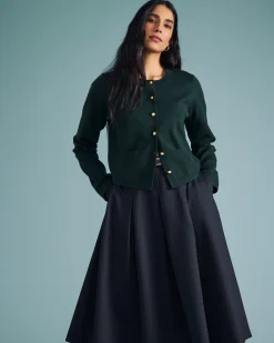 PowerPonte Denim Pleated Skirt Charcoal