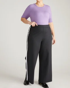 PowerPonte Denim Stephanie Pants Charcoal with Black/White Stripe