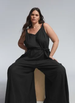 Promenade Linen Blend Jumpsuit Black