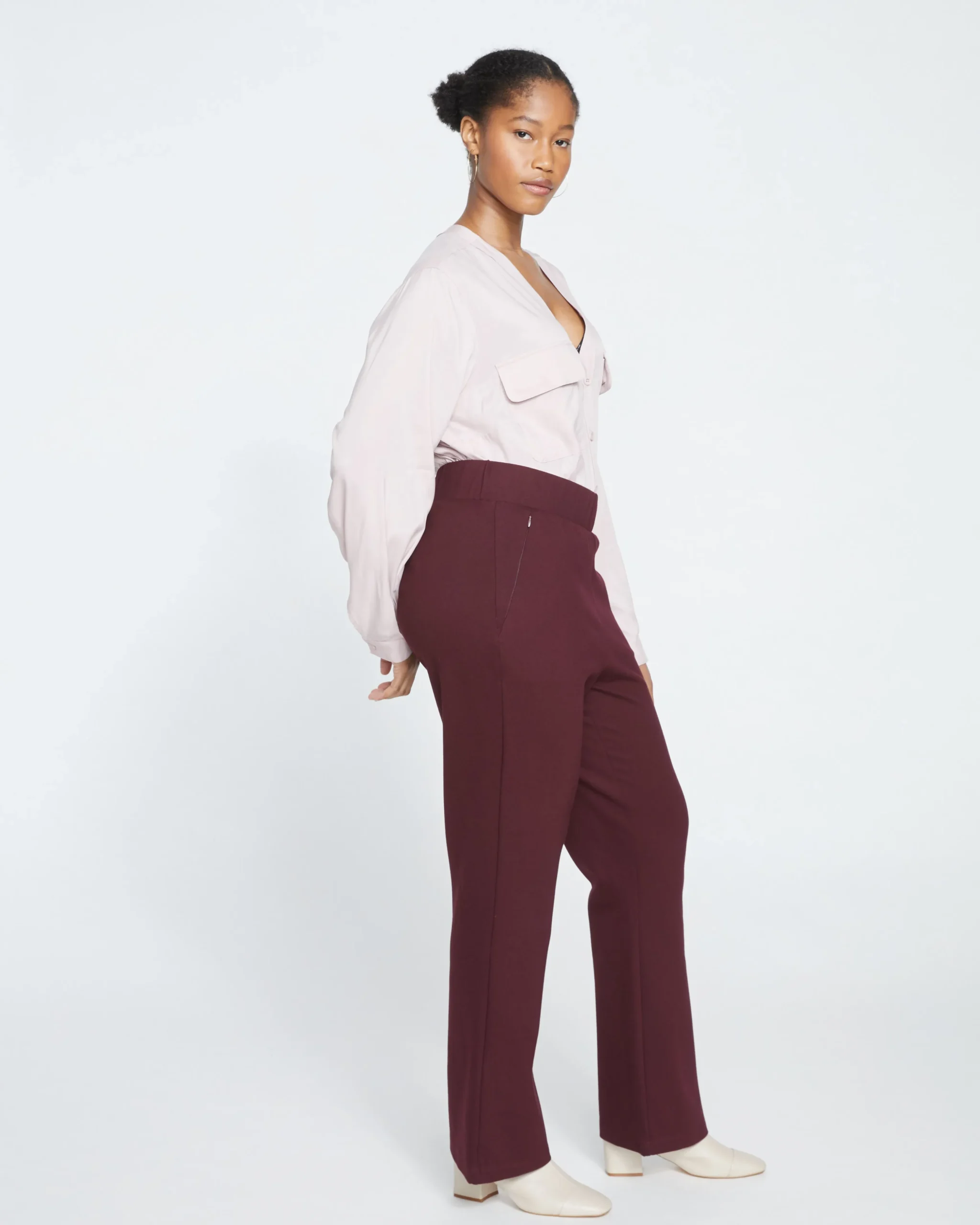 Pull On Bootcut Ponte Pants Black Cherry