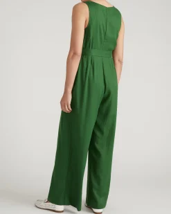 Rania Belted Linen Blend Jumpsuit Jardin