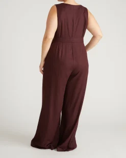 Rania Belted Linen Blend Jumpsuit Brulee