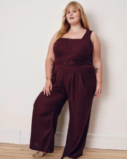 Rania Belted Linen Blend Jumpsuit Brulee