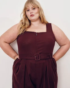 Rania Belted Linen Blend Jumpsuit Brulee