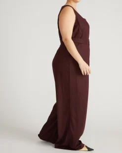 Rania Belted Linen Blend Jumpsuit Brulee