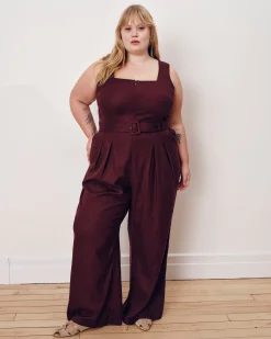 Rania Belted Linen Blend Jumpsuit Brulee