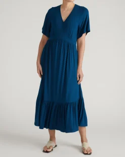 Ravello Liquid Jersey Dress Blue Teal