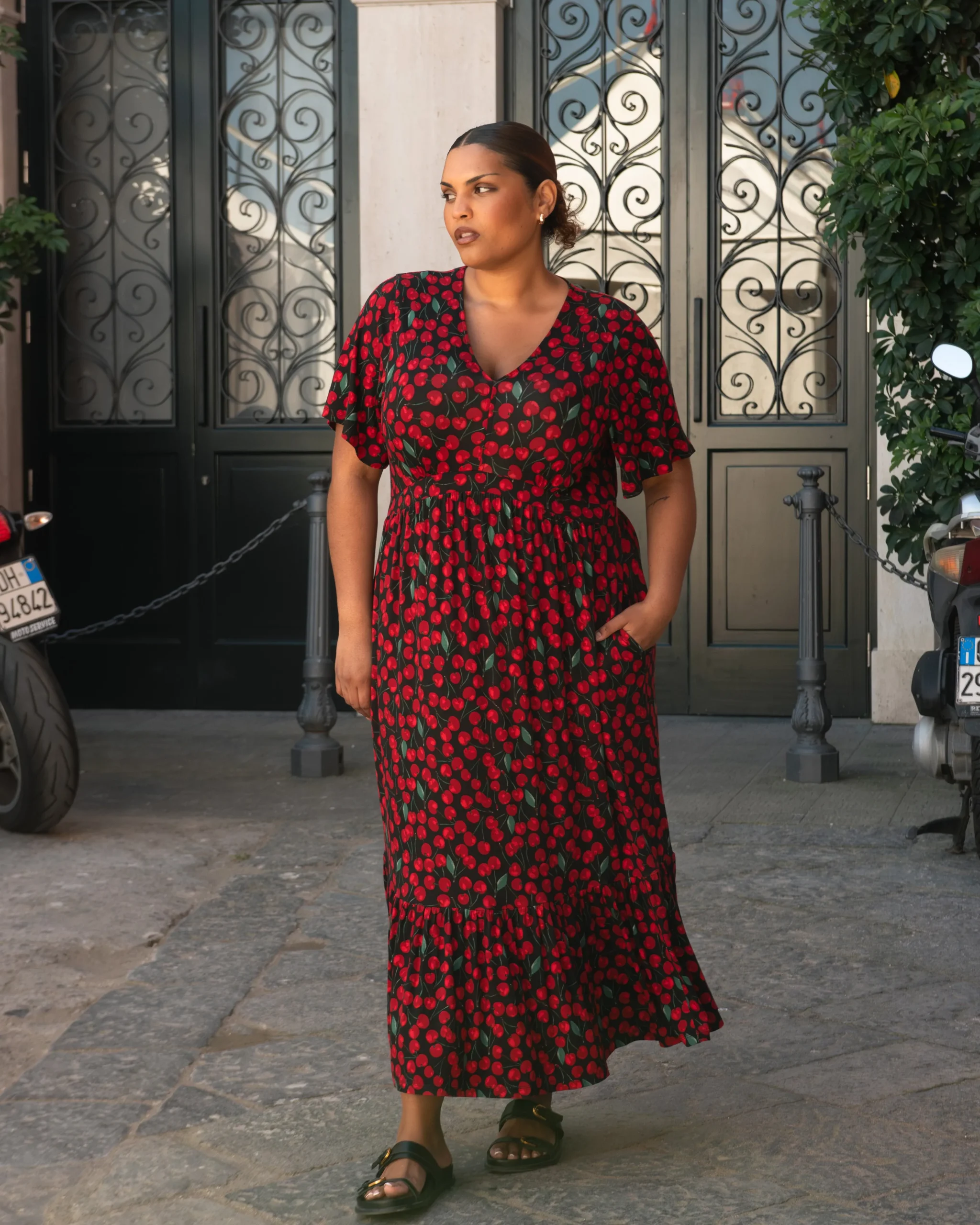 Ravello Liquid Jersey Dress Very Cherry Print