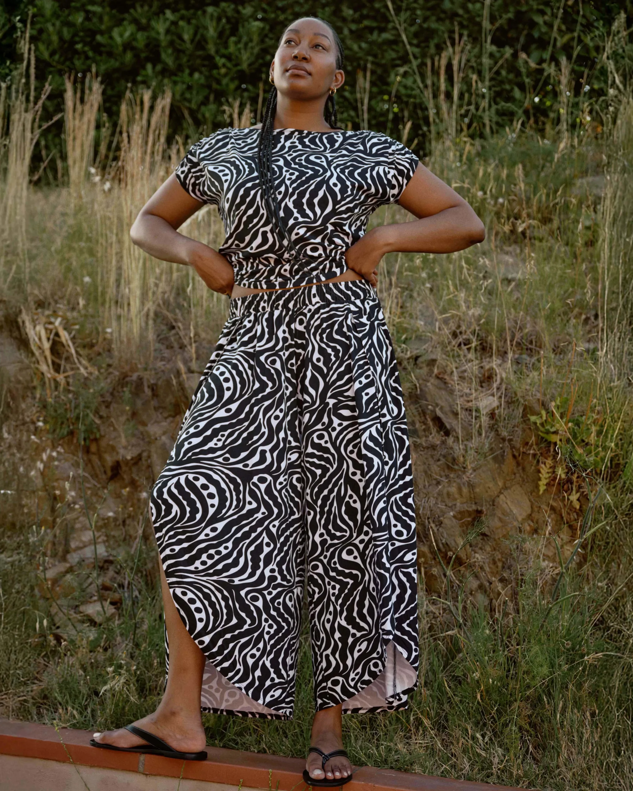 Rey Divine Jersey Pull-On Pants Black Bosco Print