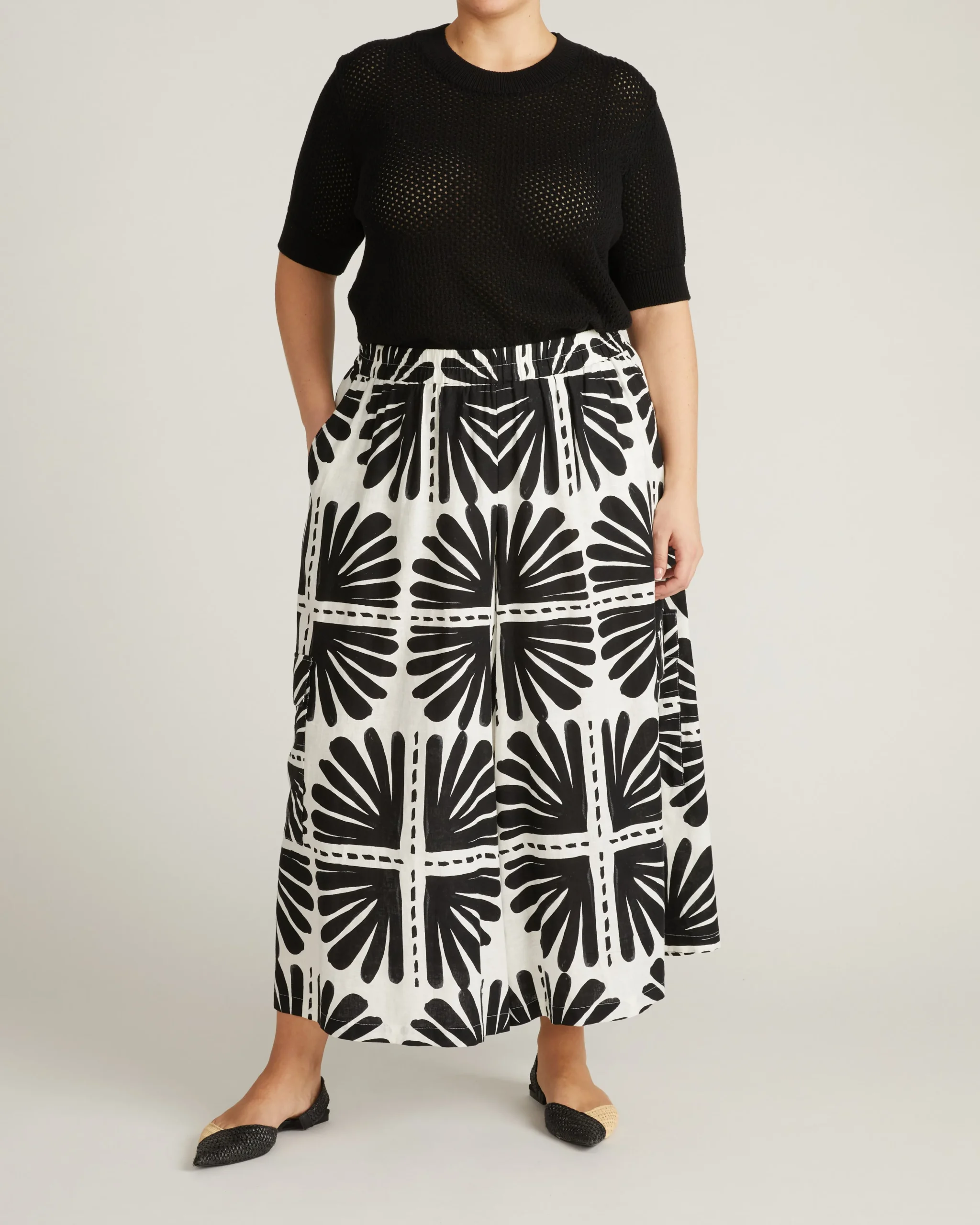 Rosie Pointelle Sweater Top Black
