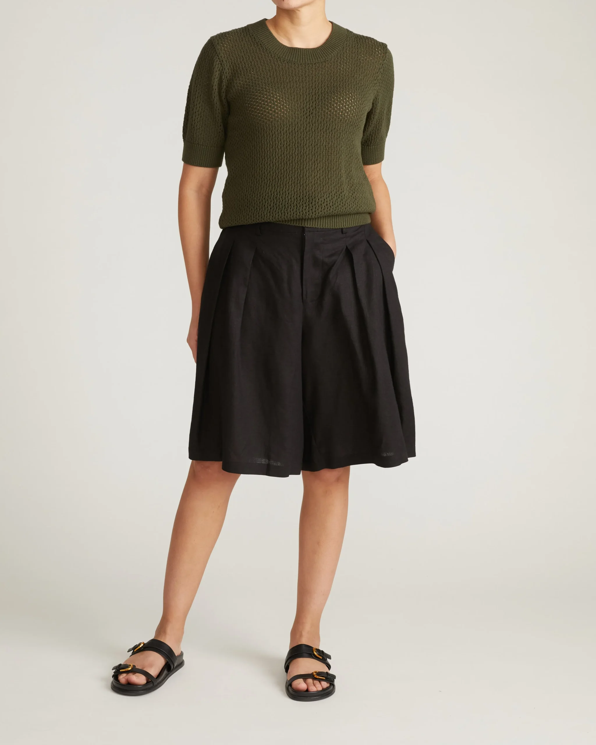 Rosie Pointelle Sweater Top Camo