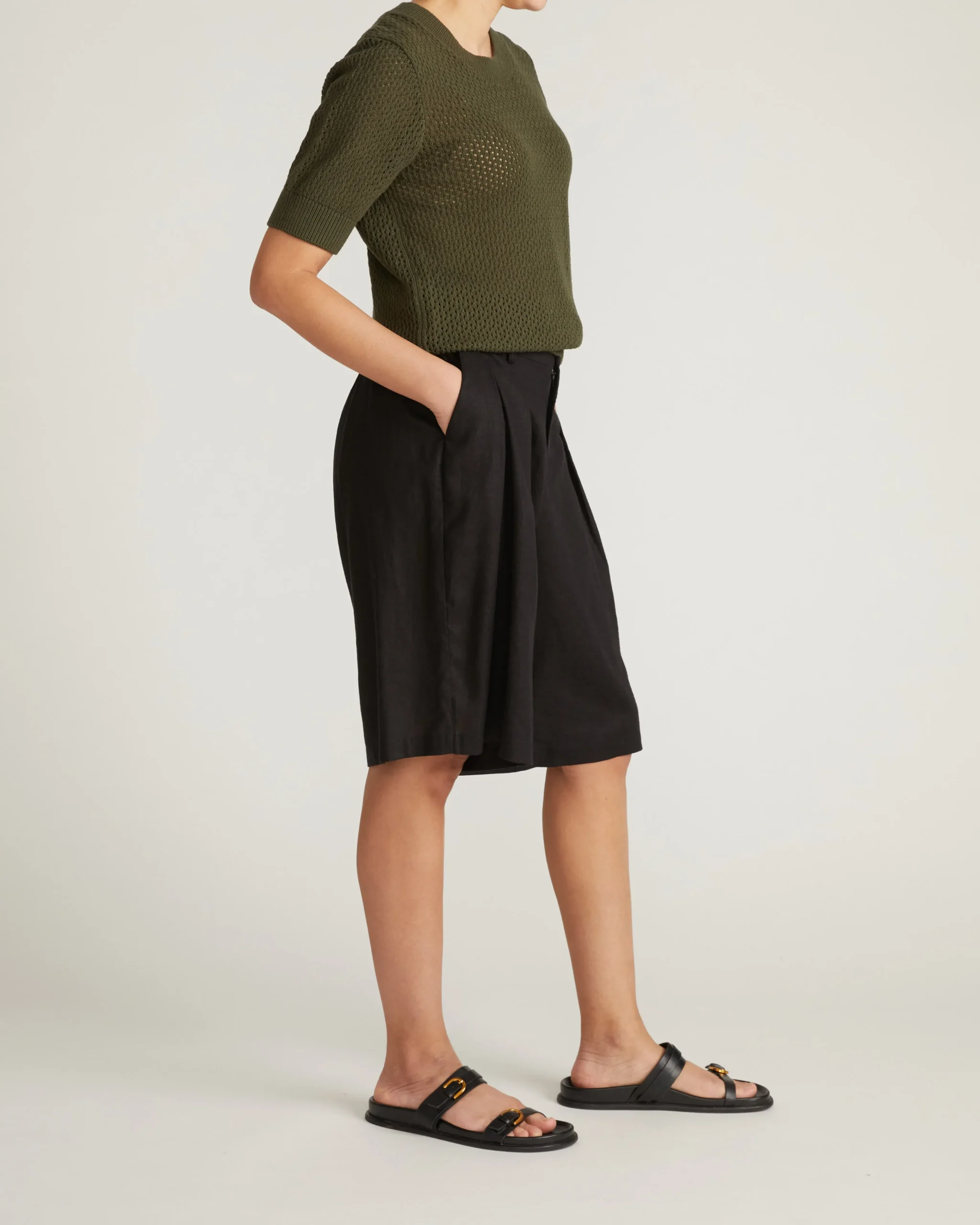 Rosie Pointelle Sweater Top Camo