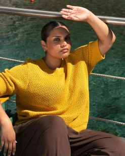 Rosie Pointelle Sweater Top Goldenrod