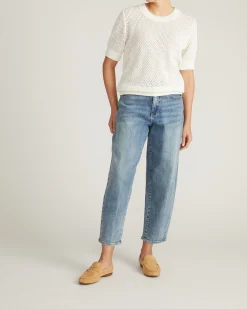 Rosie Pointelle Sweater Top White