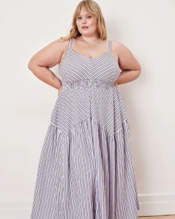 Ruby Smocked Linen Blend Sundress Lilac Stripe Print