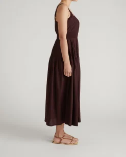 Ruby Smocked Linen Blend Sundress Brulee