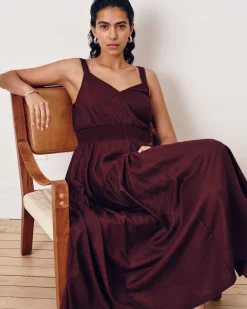 Ruby Smocked Linen Blend Sundress Brulee