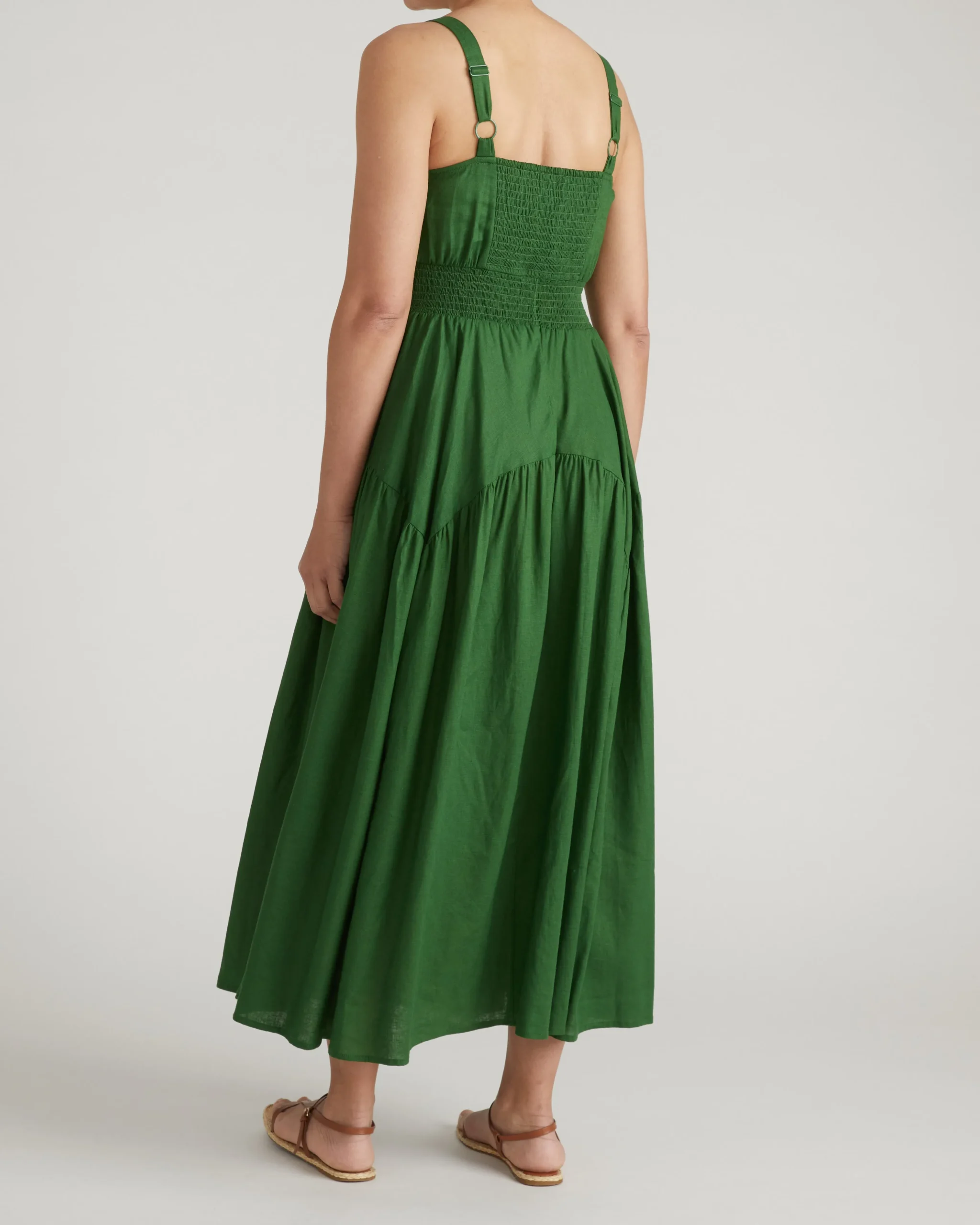 Ruby Smocked Linen Blend Sundress Jardin