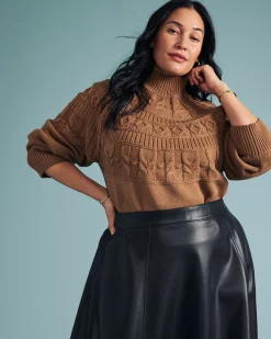 Safiya Cable Knit Sweater Classic Camel