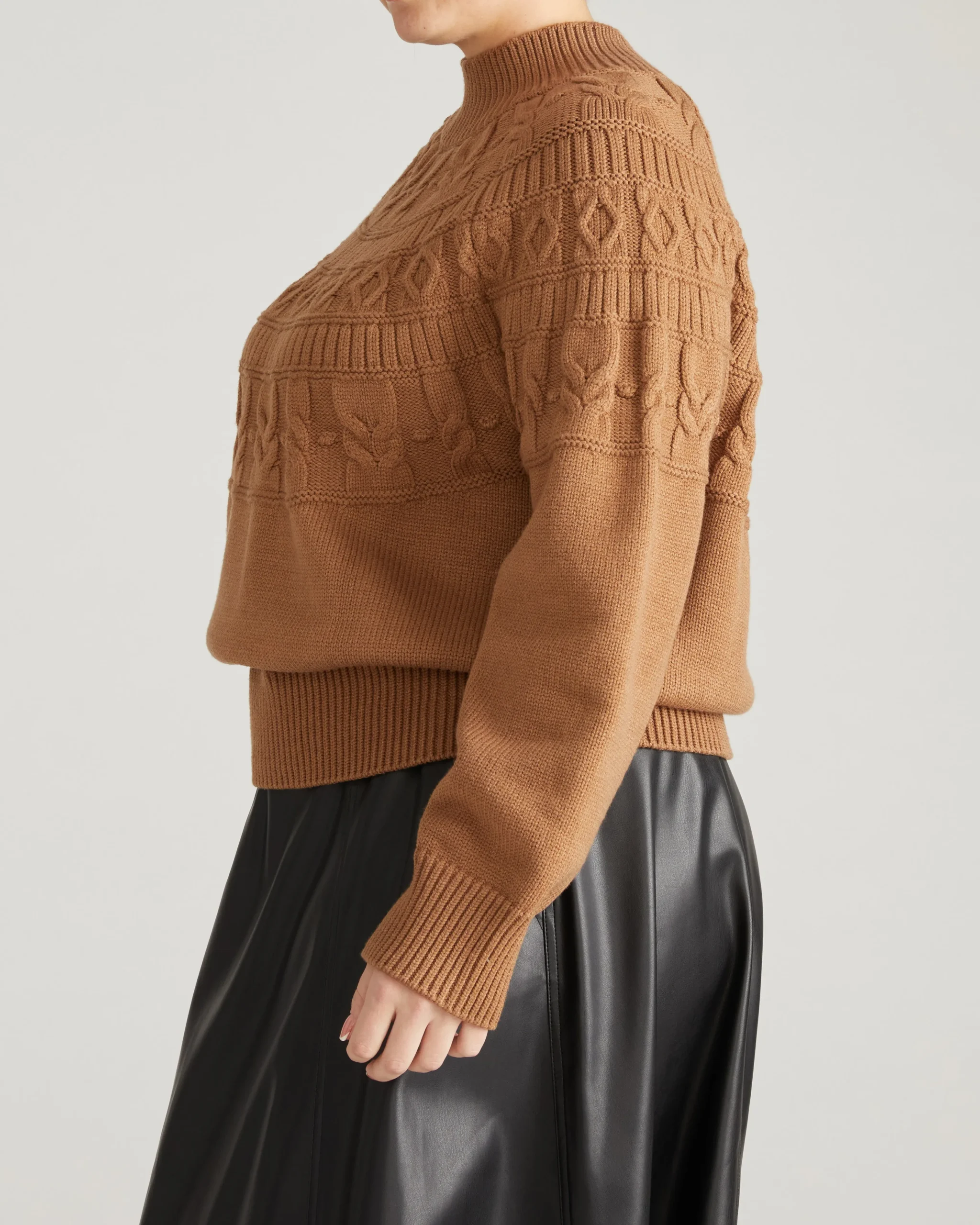 Safiya Cable Knit Sweater Classic Camel