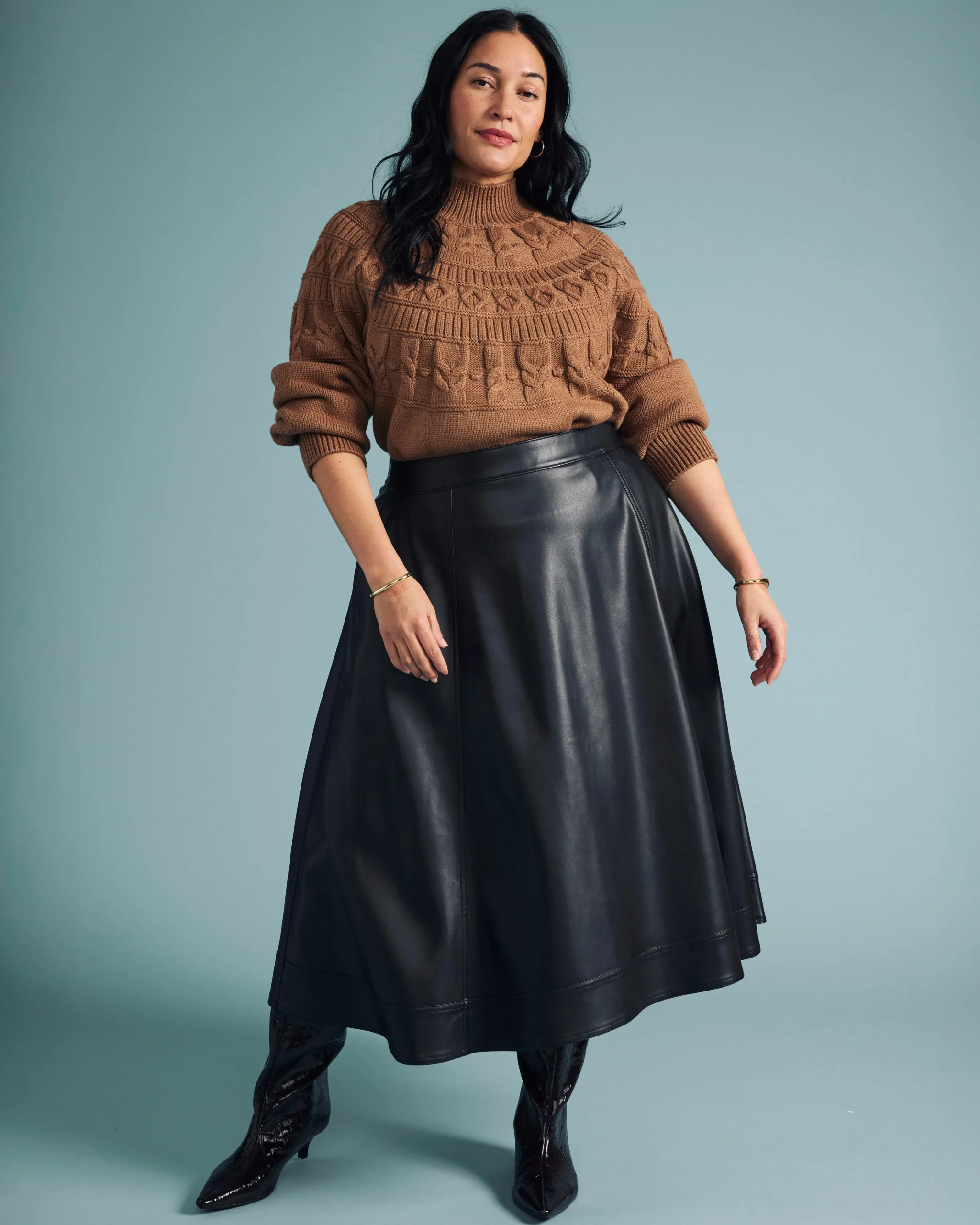Safiya Cable Knit Sweater Classic Camel