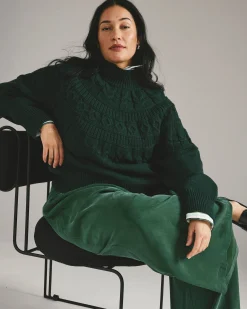 Safiya Cable Knit Sweater Forest Green