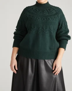 Safiya Cable Knit Sweater Forest Green