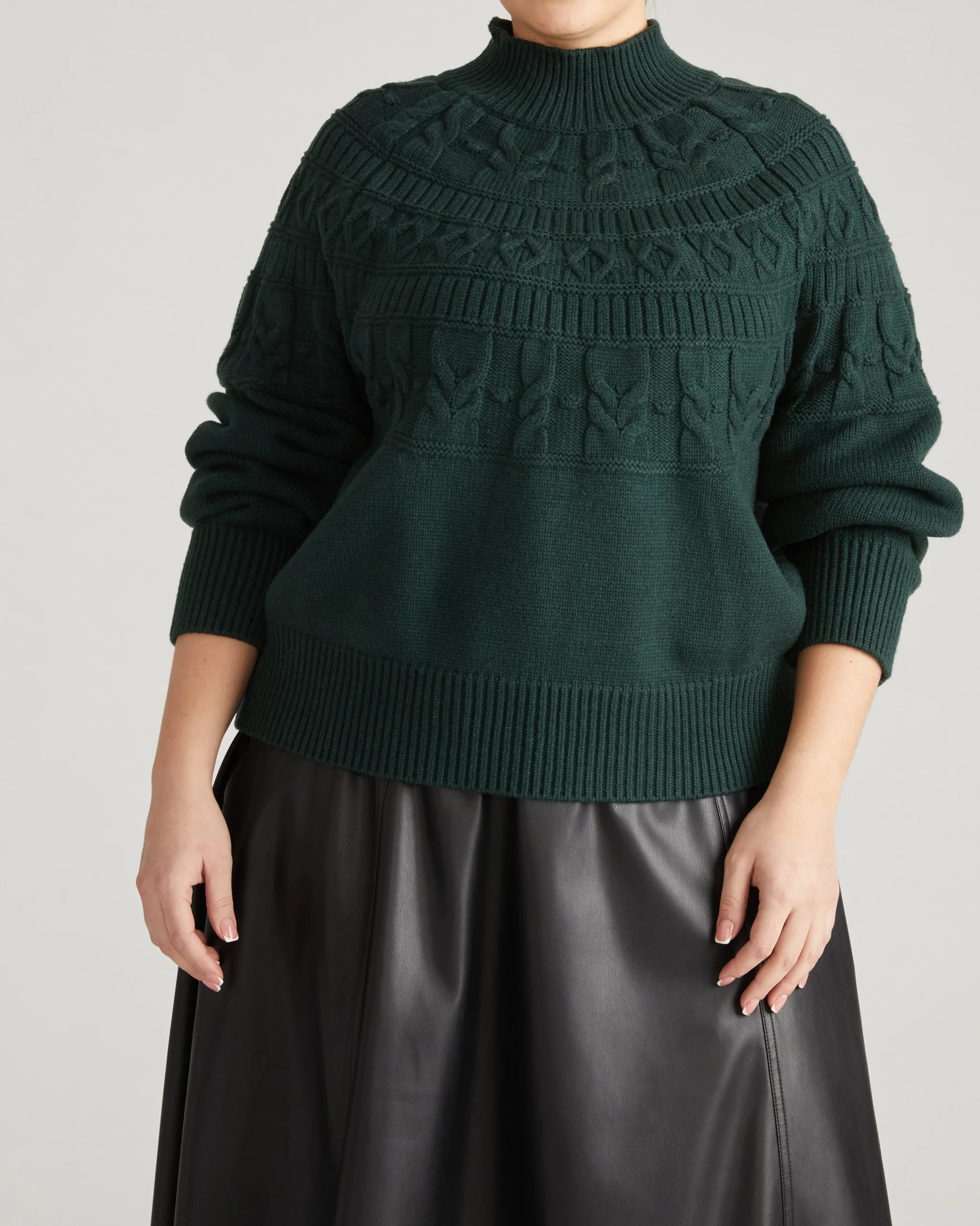 Safiya Cable Knit Sweater Forest Green