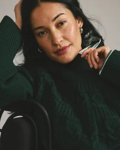 Safiya Cable Knit Sweater Forest Green