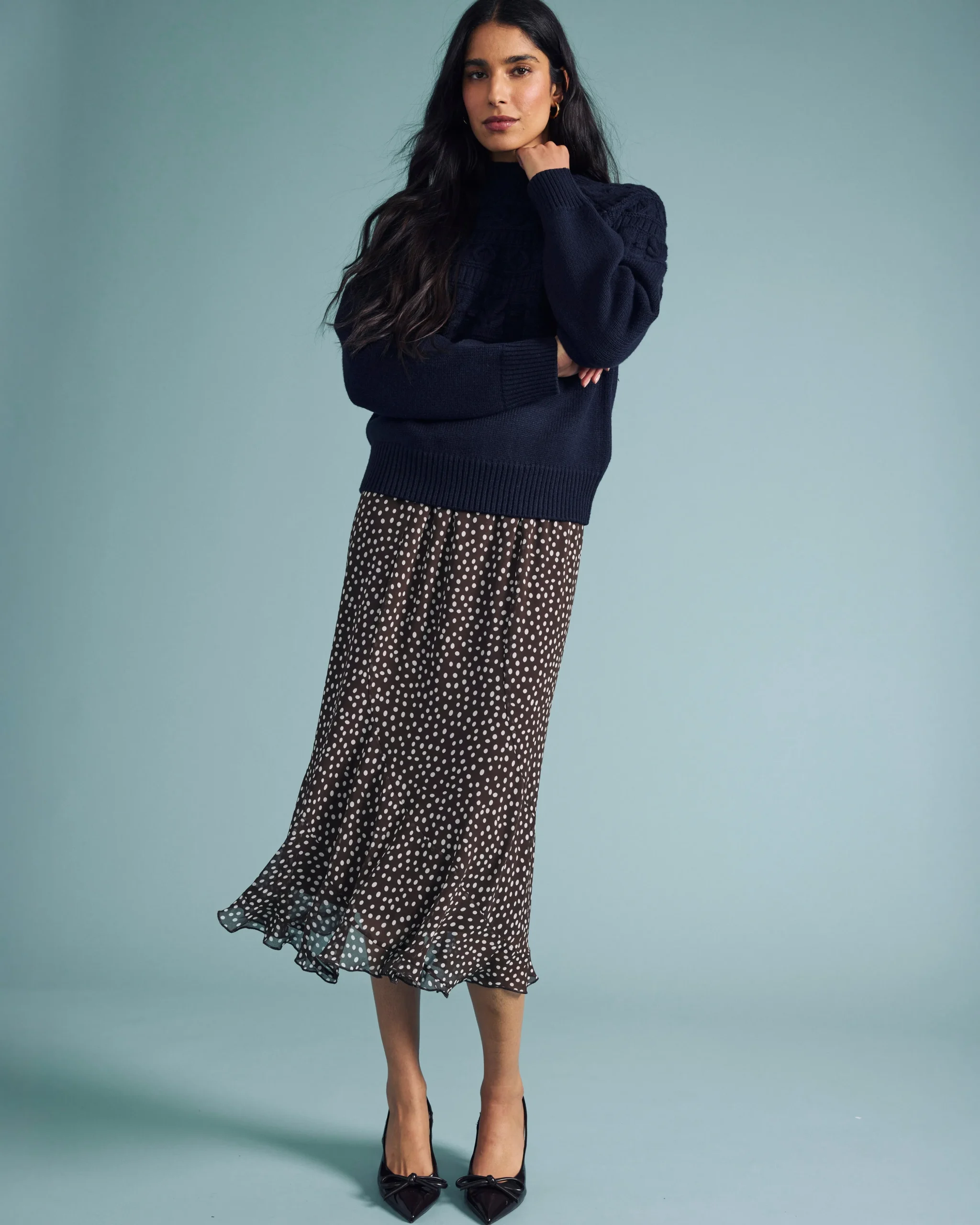 Safiya Cable Knit Sweater Midnight