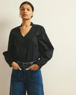 Saint-Honore Poplin Blouse Black