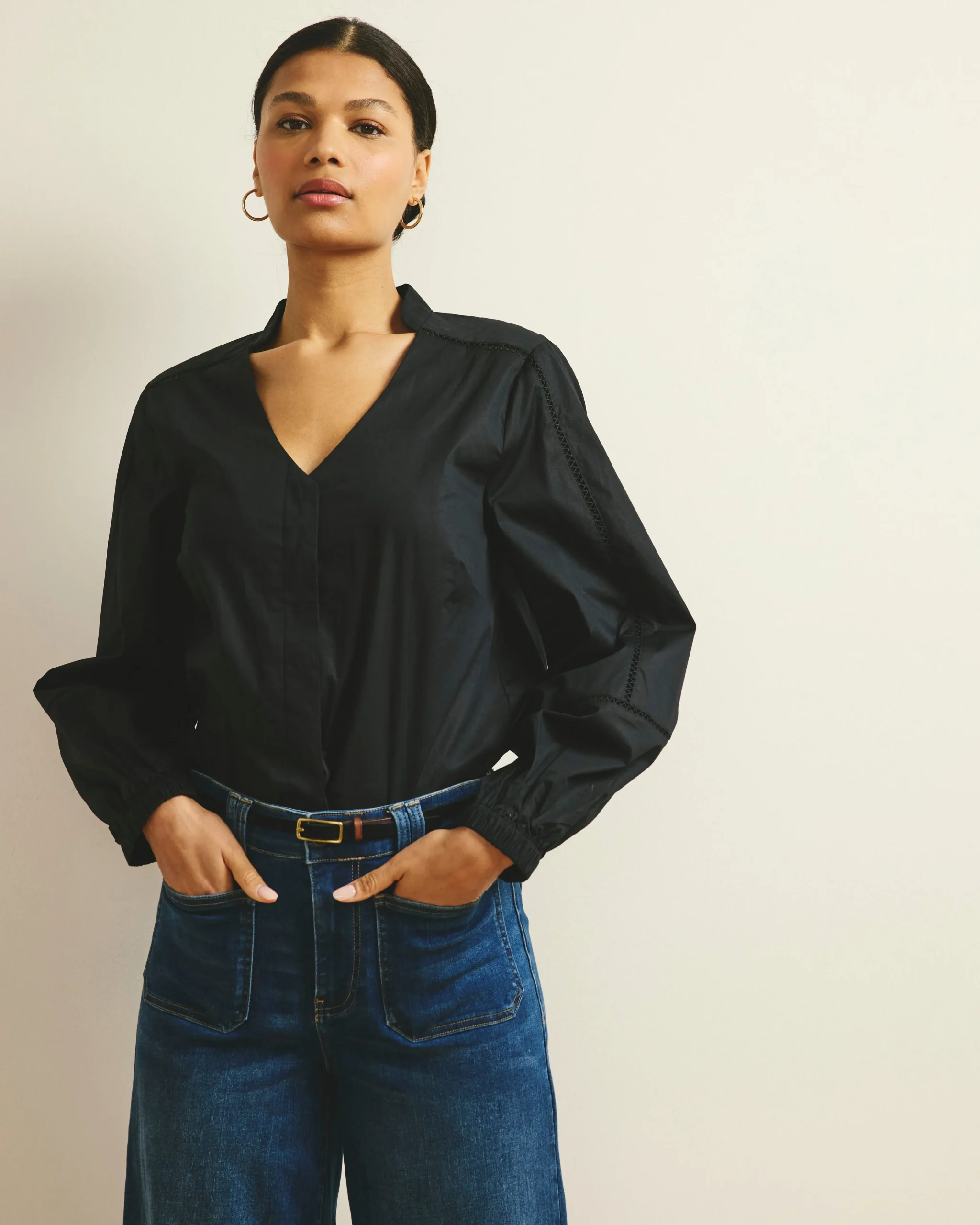 Saint-Honore Poplin Blouse Black