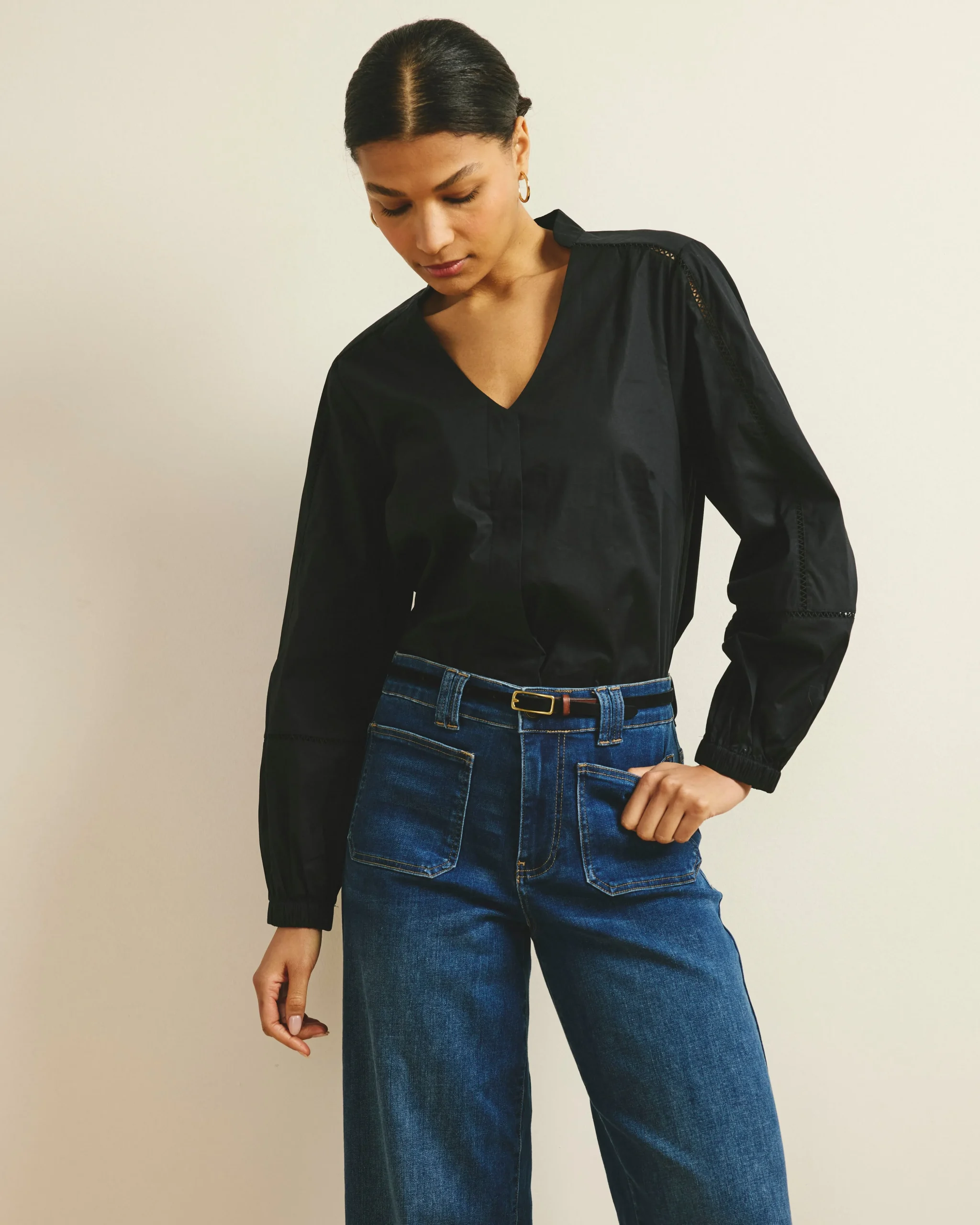 Saint-Honore Poplin Blouse Black