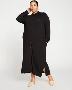 Sally Liquid Jersey Shirt Dress Black
