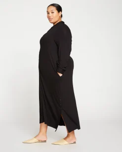 Sally Liquid Jersey Shirt Dress Black
