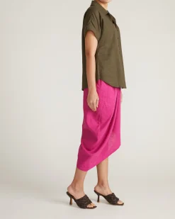Sandy Short Sleeve Stretch Linen Blend Shirt Camo