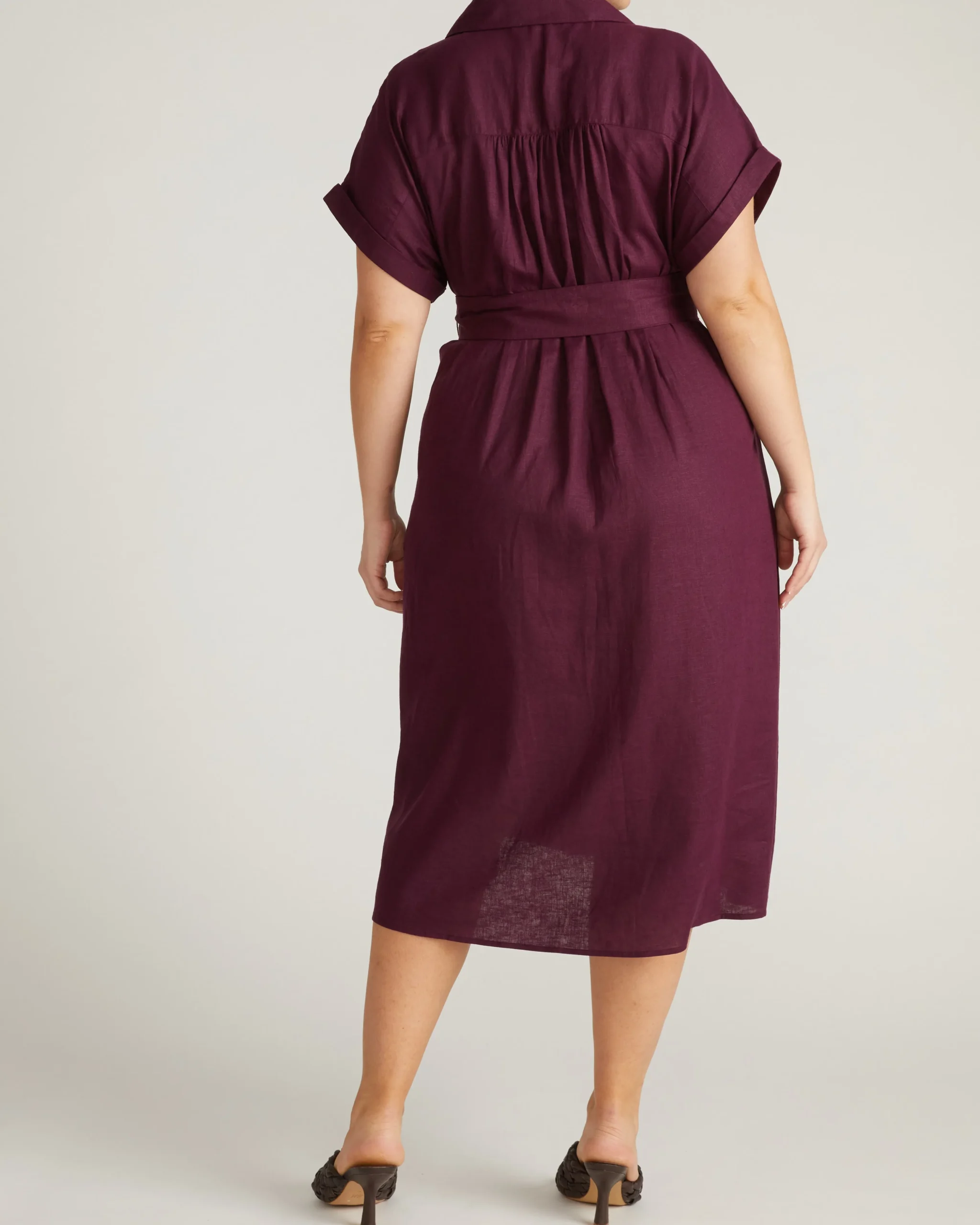 Sandy Stretch Linen Blend Shirtdress Acai