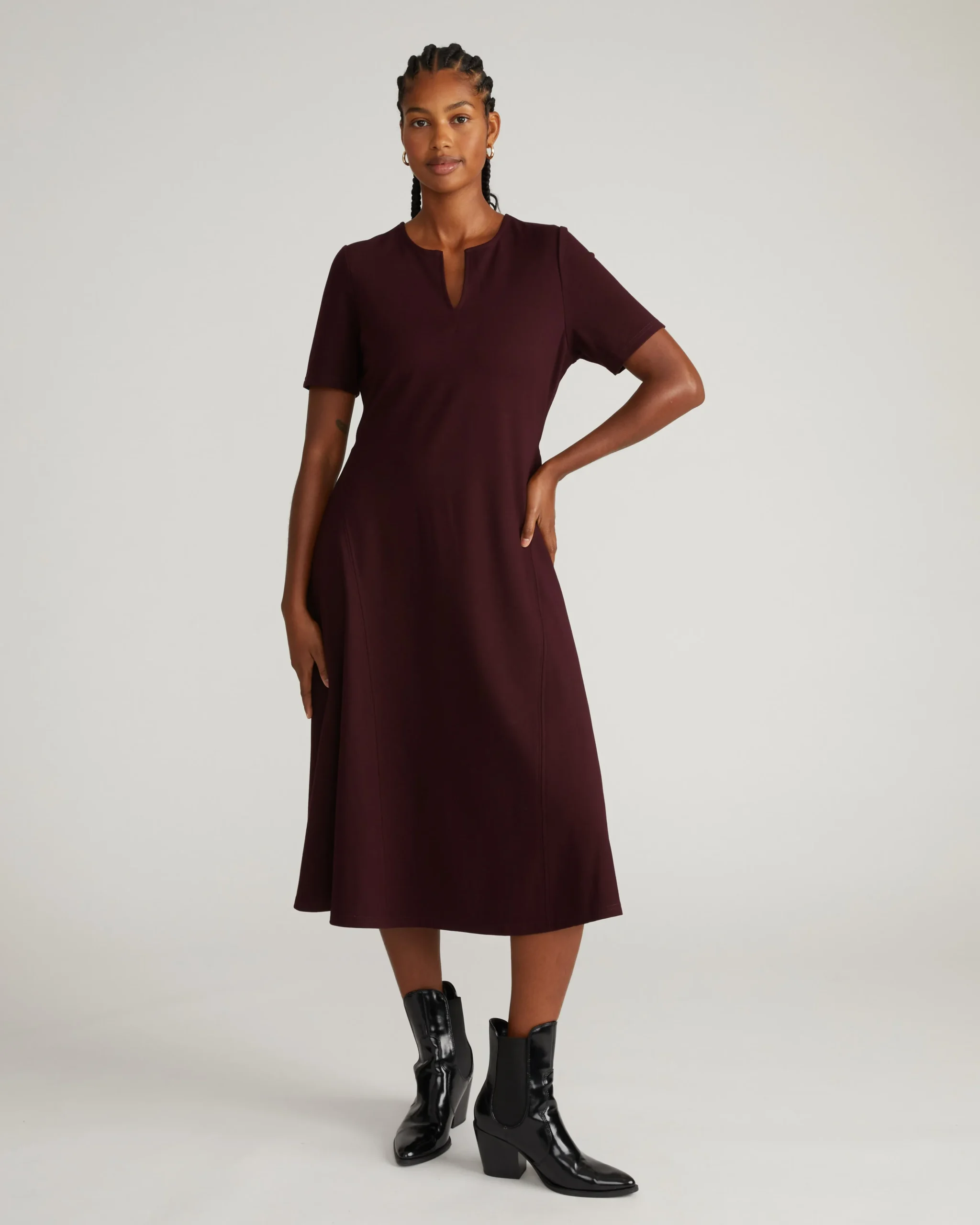 Saskia Ponte Dress Black Cherry