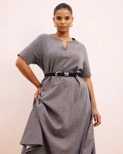 Saskia Ponte Dress Herringbone Tweed