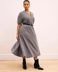 Saskia Ponte Dress Herringbone Tweed