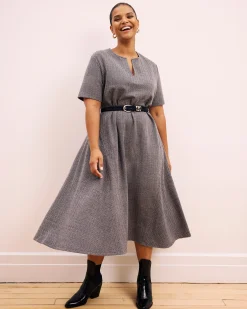 Saskia Ponte Dress Herringbone Tweed