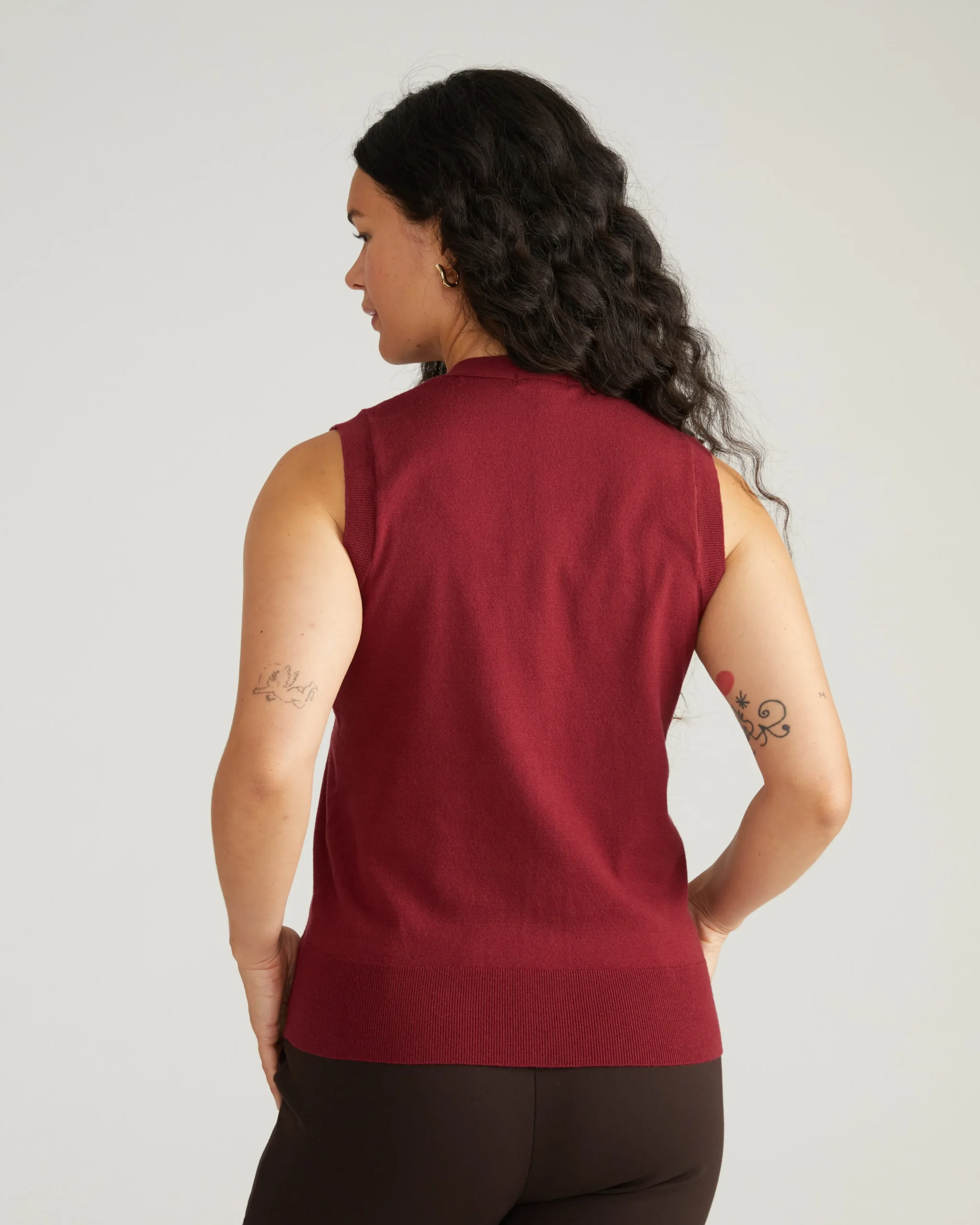 Savvy Fine Knit Cardigan Vest Red Geranium