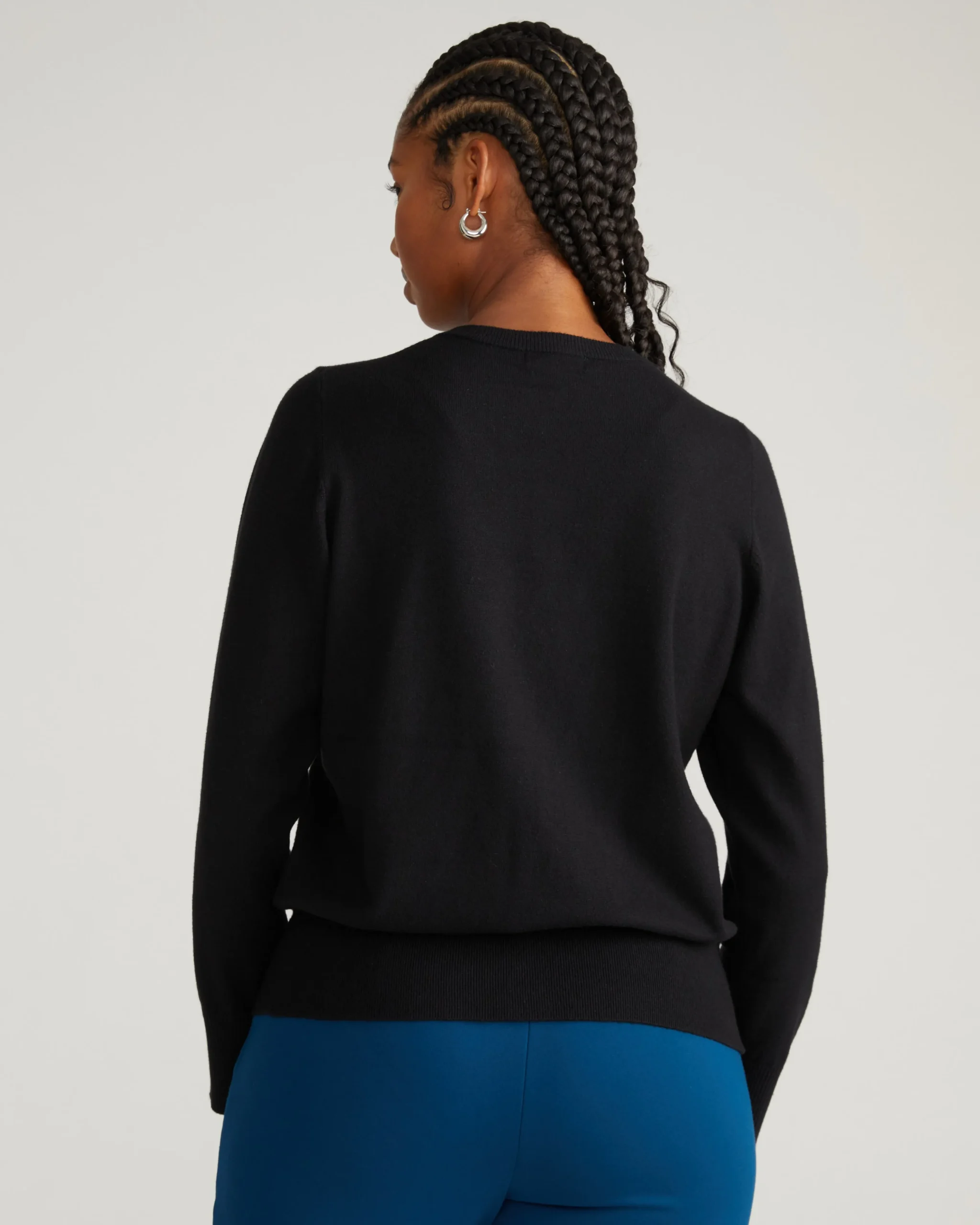 Savvy Fine Knit Crewneck Cardigan Black