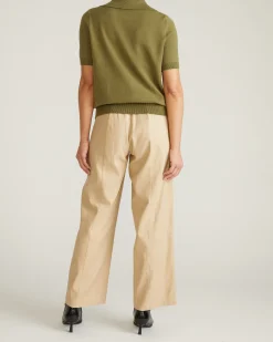 Savvy Fine Knit Short Sleeve Polo Sweater Olive Leaf