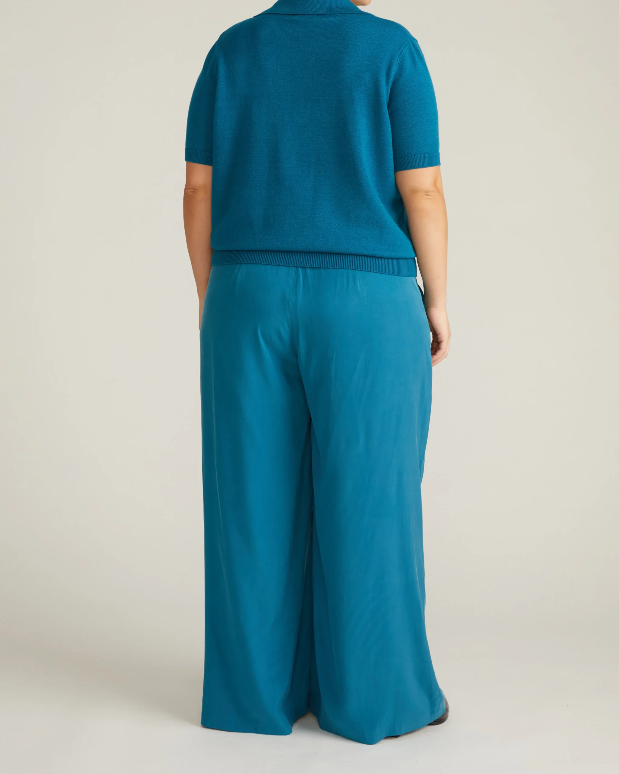 Savvy Fine Knit Short Sleeve Polo Sweater Blue Beetle